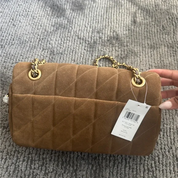 Coach Tabby 26 Tan Suede Quilted Shoulder Bag - Picture 2 of 5